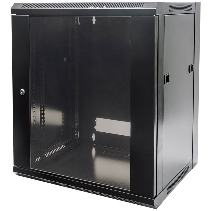 RACK Επιτοίχια καμπίνα 19", 12U (570x450mm), Flatpack/ΒLACK