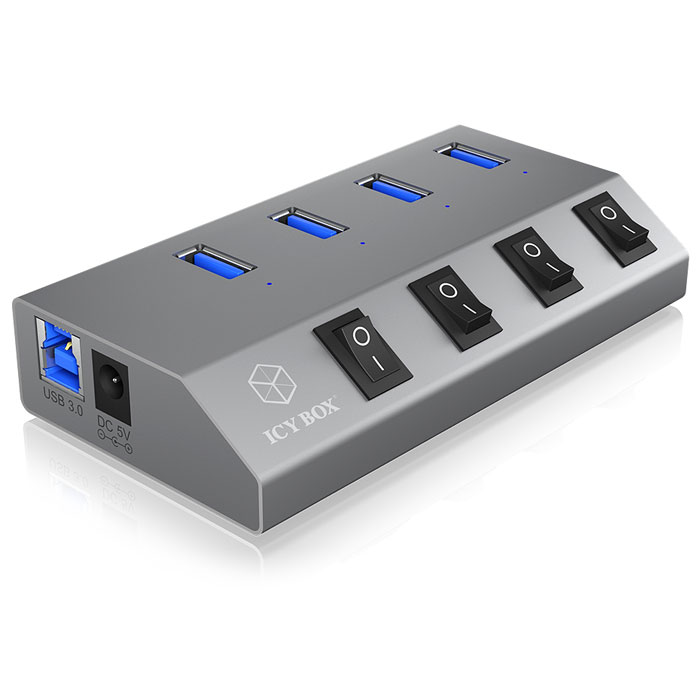ICY BOX USB 3.0 Hub 4port Aluminium 20W
