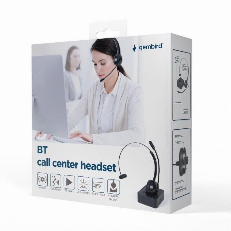 Headset Call Center BT Ακουστικό Γραμματείας Gembird