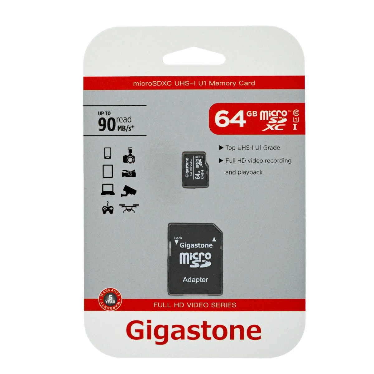 Κάρτα Μνήμης 64GB Gigastone MicroSDXC UHS-1 C10 Full HD