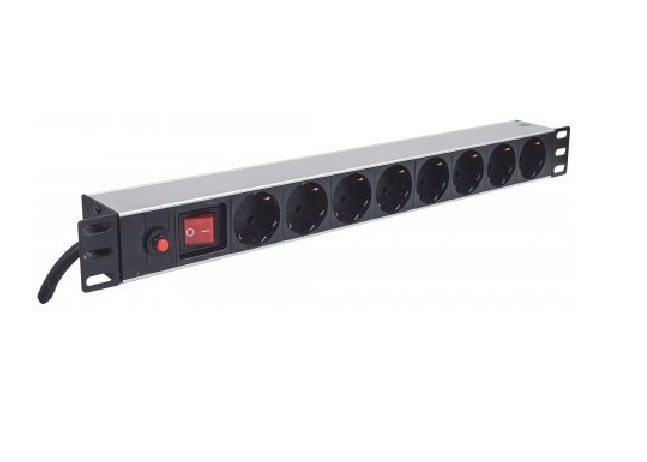 Πολύμπριζο Rack 19" 1U 8 Θέσεων με διακόπτη και προστασία 713986