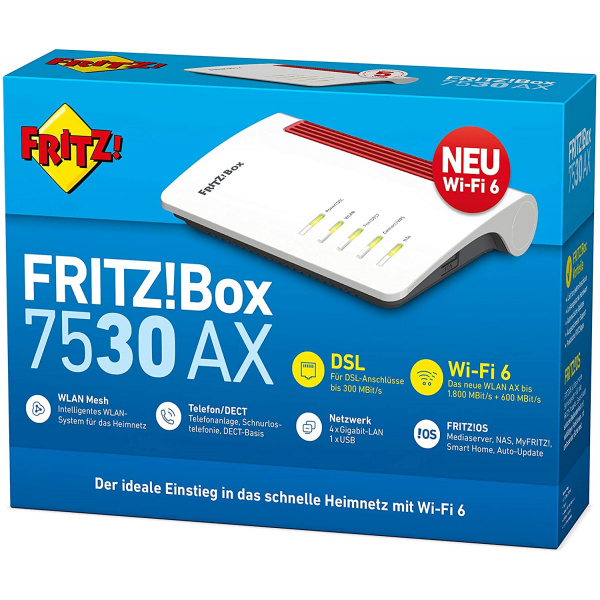 AVM FRITZ! BOX 7530 AX WiFi6/VDSL/ADSL2+ 4Giga WLAN/Dect/Voip