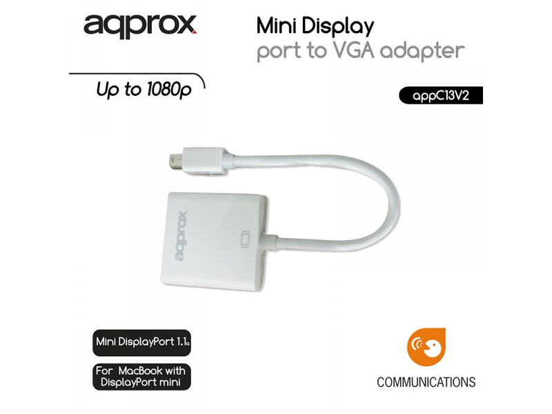 Adaptor Mini Display Port M to VGA F V2.0 Adapter Approx Adaptor Mini Display Port M to VGA F V2.0 Adapter Approx
