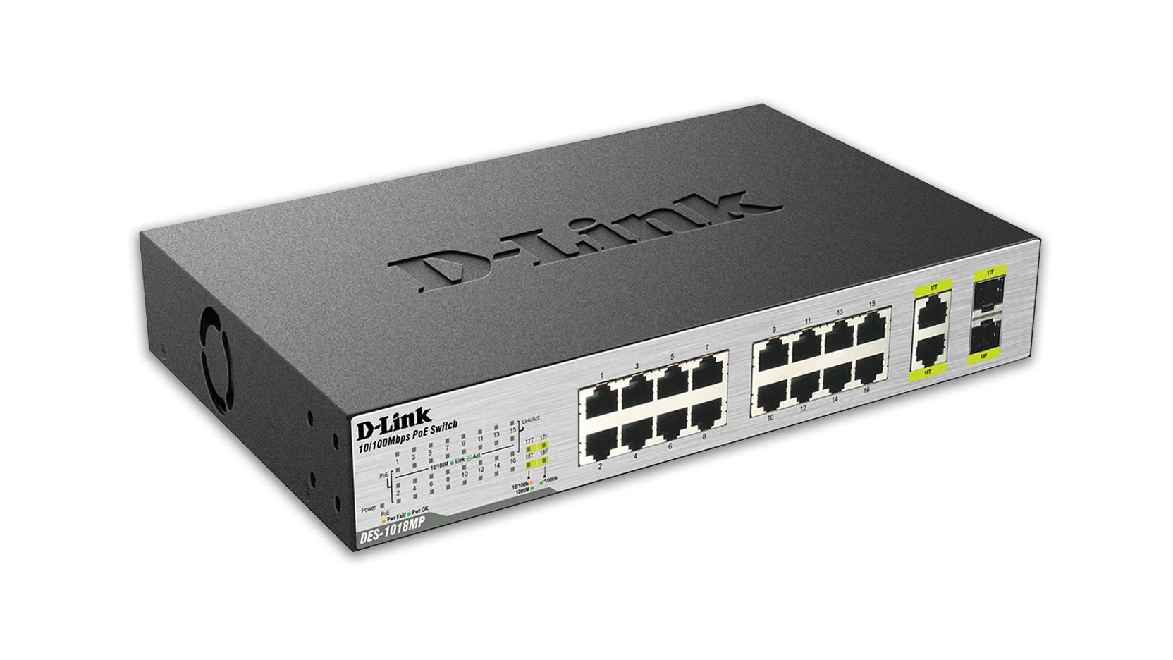 DLINK DES-1018MP SWITCH 16-PORT 10/100 POE 2 SFP DLINK DES-1018MP SWITCH 16-PORT 10/100 POE 2 SFP