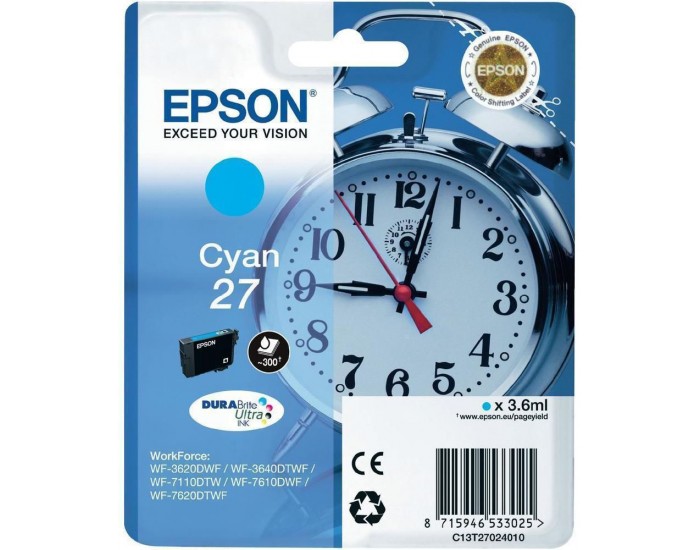 Έγχρωμο Μελάνι EPSON STYLUS T2702 CYAN WF-3620DWF