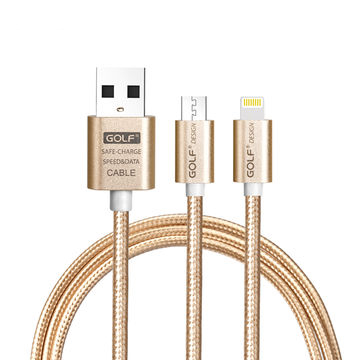 GOLF Καλώδιο USB 2.0 σε USB Micro και 8-pin 1m Gold