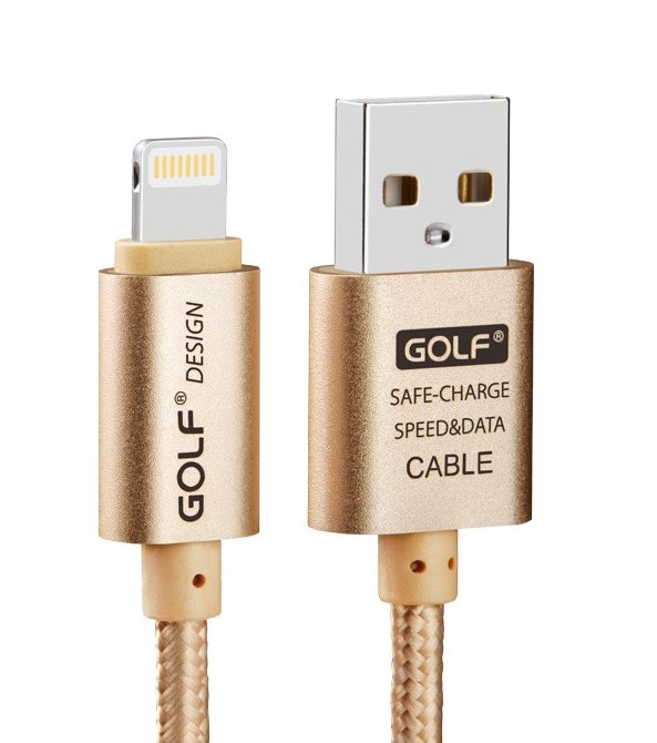 GOLF Καλώδιο USB 2.0 σε σε 8-pin 0,25m Gold Braided