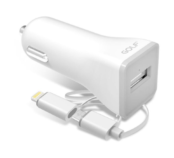 GOLF Φορτιστής Αυτοκινήτου 2.1A Micro USB & 8-pin White GOLF Φορτιστής Αυτοκινήτου 2.1A Micro USB & 8-pin White
