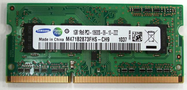 Μνήμη 1GB DDR3 SODIMM 1333MHz PC3-10600S #RFB