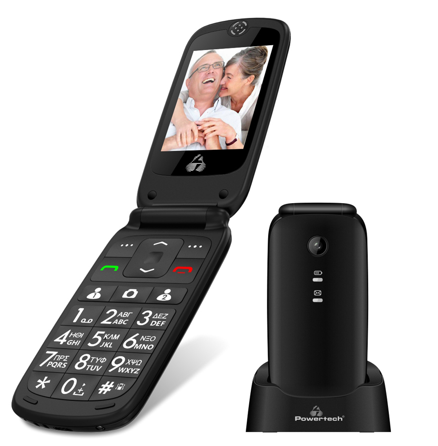 POWERTECH Κινητό Τηλέφωνο Sentry I SOS Call με φακό μαύρο