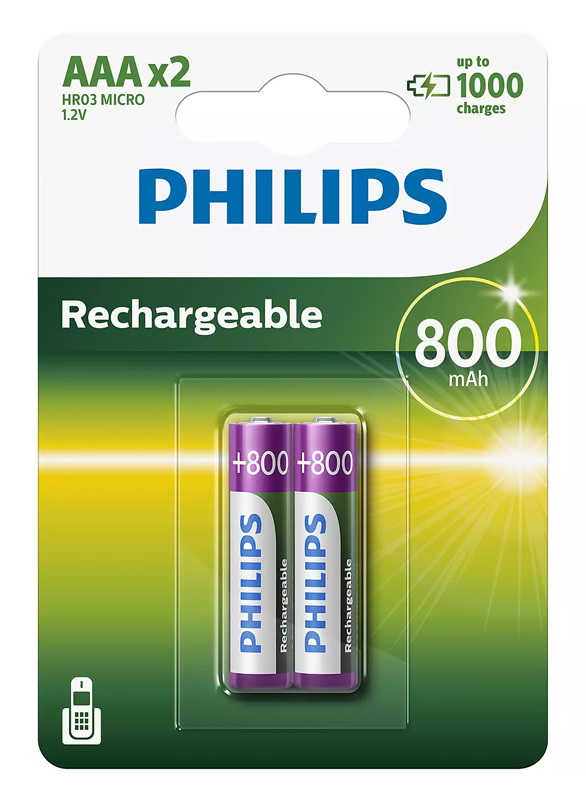 Μπαταρίες Επαναφορτιζόμενες PHILIPS AAA 1,2V/800mAh/R03NM