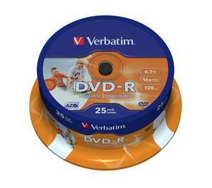 VERBATIM DVD-R 4.7 GB 16x Cake Box Printable (πακέτο 25 τμχ) VERBATIM DVD-R 4.7 GB 16x Cake Box Printable (πακέτο 25 τμχ)