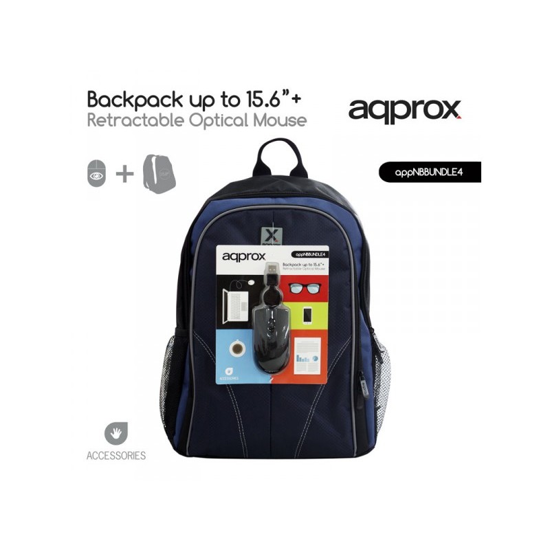 Approx Τσάντα Notebook 15.6" Μαύρη +Δώρο Ποντίκι Optical