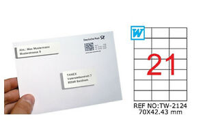 Αυτοκόλλητες Ετικέτες LABELS 100 Α4 WHITE 70x42,43mm REF-TW-2124