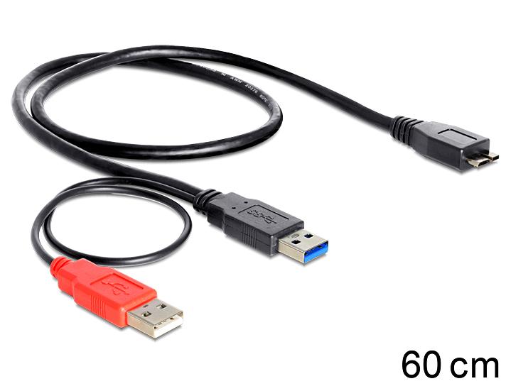 Καλώδιο USB Y-Cable USB3.0+USB2.0 to Micro USB 3.0 Καλώδιο USB Y-Cable USB3.0+USB2.0 to Micro USB 3.0