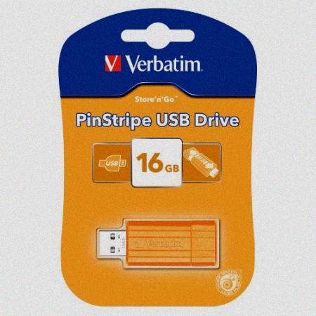 Verbatim 16GB - Store'n'Go Pinstripe USB Drive Orange 49069 Verbatim 16GB - Store'n'Go Pinstripe USB Drive Orange 49069